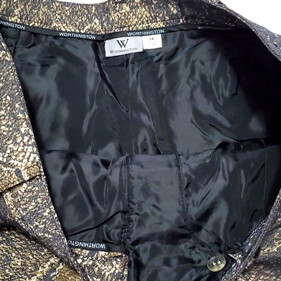 Worthington Black & Gold Snake Print Nightout Evening Ankle Pants - Picture 10 of 12